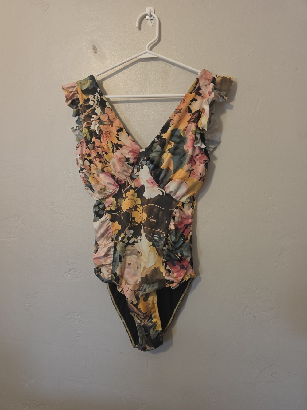 Albion Floral Ruffle One-Piece Swimsuit in Pink, Yellow & Green